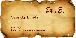Szondy Ernő névjegykártya